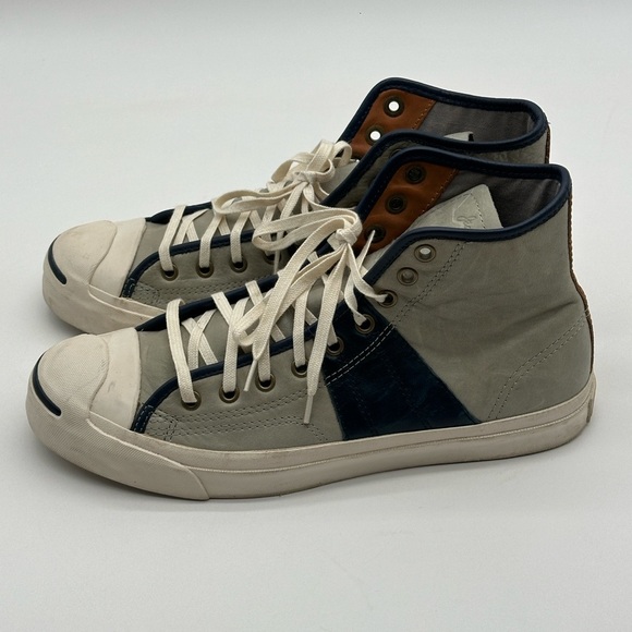 Converse Jack Purcell Johnny Hi-Top Sneakers Men's 9.5/Women's 11 Gray Leather - Picture 10 of 14